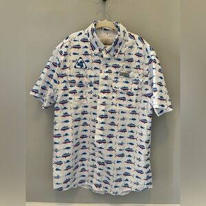Kids Ocean Adventure Button Down Shirt - White and Blue